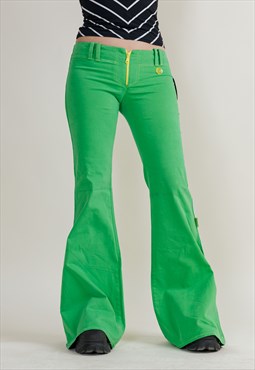 Vintage Y2k Rave Flare Green Flare Women Trousers M