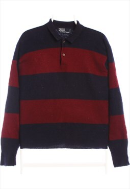Ralph Lauren 90's Wool Striped Long Sleeve Button Up Jumper 