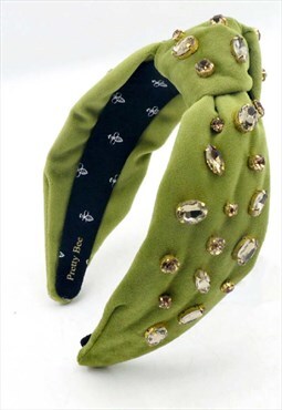 ThePrettyBeeCo. Designer knotted embellished headband olive