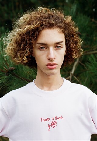 OVERSIZED UNISEX SWEATSHIRT IN PINK WITH EMBROIDERED SLOGAN