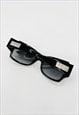 CHRISTIAN DIOR SUNGLASSES BLACK RECTANGLE LOGO CRYSTAL NIGHT