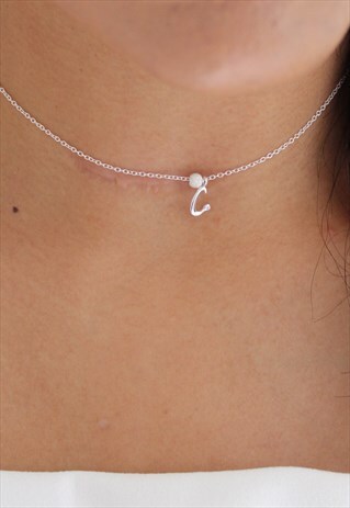 "C" INITIAL CHOKER 925 STERLING SILVER