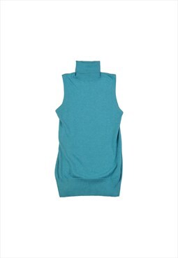 Vintage Y2K Roll Neck Sleeveless Top Green Small
