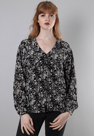 VINTAGE 80S FLORAL PATTERNED PETER PAN COLLAR BLOUSE