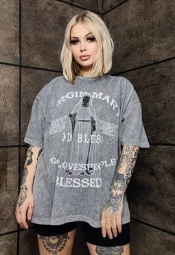 Gothic tshirt premium vintage wash retro grunge tee in grey