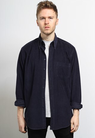 VINTAGE CORDUROY CORD SHIRT BLUE