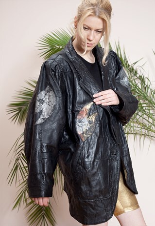 AMAZING OVERSIZED LEATHER LONG BOMBER JACKET