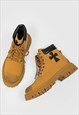 TRACTOR PLATFORM BOOTS CROSS PATCH HIGH ANKLE GRUNGE SHOES