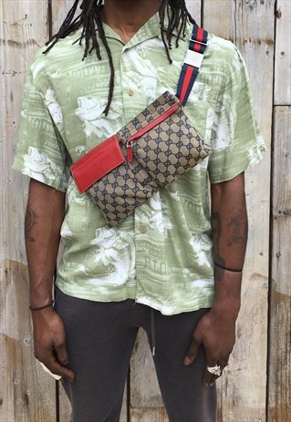 VINTAGE GUCCI GG SYLVIE RED BLUE BROWN BUM BAG CROSS BODY