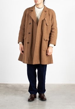 Men's Basile Brown Gabardine Wool Belted Coat