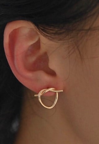 Lovers Knot Gold Stud Earrings