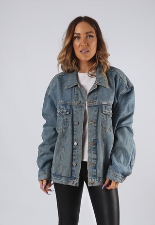 VINTAGE DENIM JACKET OVERSIZED FITTED UK 16 XL (9EAS)