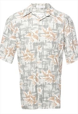 Vintage Pierre Cardin Foliage Hawaiian Beige & Cream Shirt -