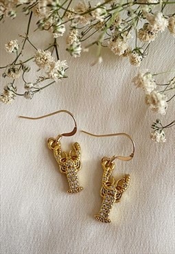 Gold CZ Lobster Earrings