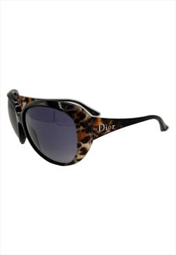 Christian Dior Sunglasses Oversized Round Black Brown Logo 