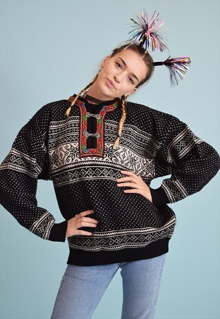 80'S RETRO NORDIC WOOL OVERSIZED CHRISTMAS JUMPER