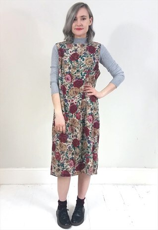 VINTAGE 90'S EARTHY FLORAL SHIFT DRESS