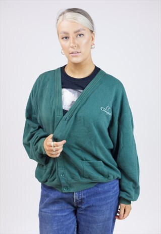 VINTAGE 90S CHAMPION GREEN CARDIGAN