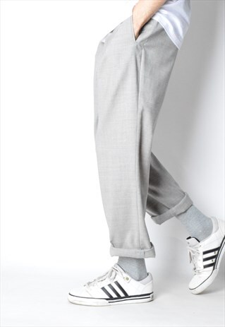 VINTAGE 90S LIGHT GREY MINIMALIST WOOL PANTS