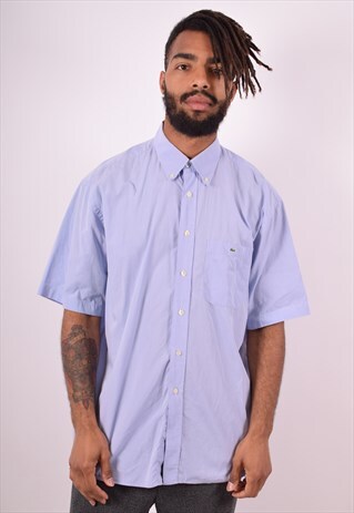 LACOSTE MENS VINTAGE SHIRT XL BLUE 90S