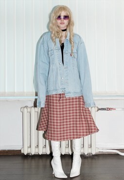 90's Vintage oversize smoke break denim jacket in light blue