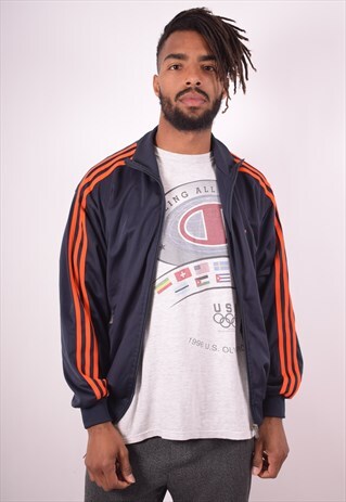 ADIDAS MENS VINTAGE TRACKSUIT TOP JACKET MEDIUM NAVY 90S