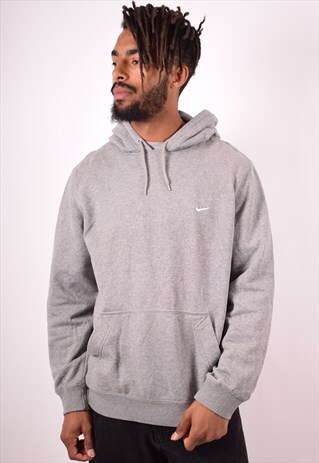 NIKE MENS VINTAGE HOODIE JUMPER LARGE GREY 90S