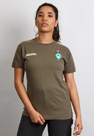 VINTAGE 90'S KAPPA KHAKI TAPERED LOGO T-SHIRT