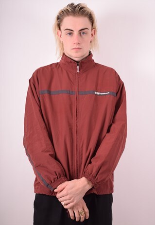 REEBOK MENS VINTAGE TRACKSUIT TOP JACKET LARGE BROWN 90S