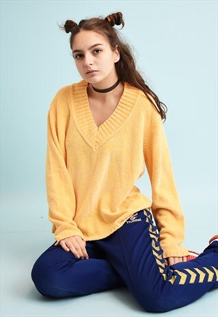90'S RETRO PASTEL MINIMALIST VELVETEEN KNIT JUMPER