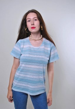 Vintage minimalist striped blue tshirt 