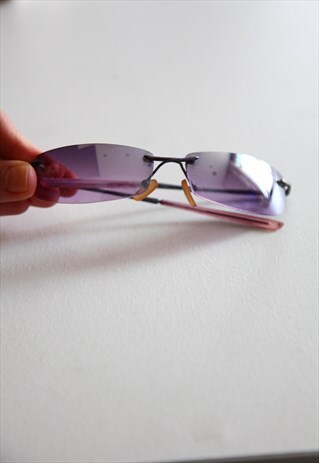 VINTAGE METALLIC PURPLE RIMLESS FRAME, MEDIUM PURPLE LENSES