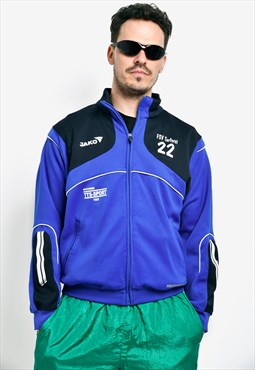 Vintage sport jacket men blue Y2K 00s retro zip up sweat top