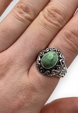 Carolyn Pollock 925 Sterling Silver Ring green gemstone