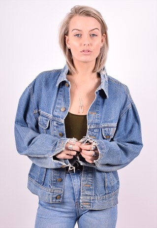 LEE WOMENS VINTAGE DENIM JACKET XL BLUE 90'S