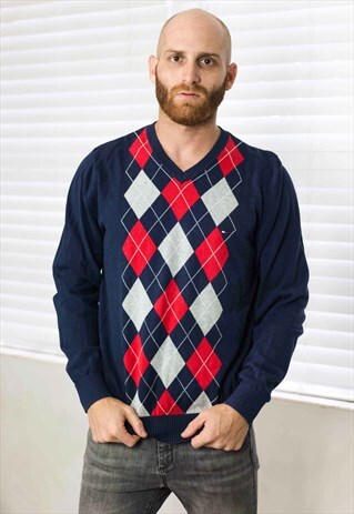 VINTAGE TOMMY HILFIGER SWEATER JUMPER LOGO 90S L 11.4