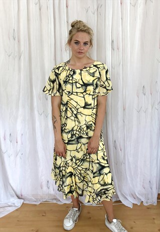 YELLOW PATTERNED SUMMER DRESS