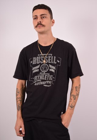 VINTAGE RUSSELL ATHLETIC T-SHIRT TOP BLACK