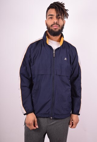 STARTER MENS VINTAGE RAIN JACKET MEDIUM BLUE 90'S