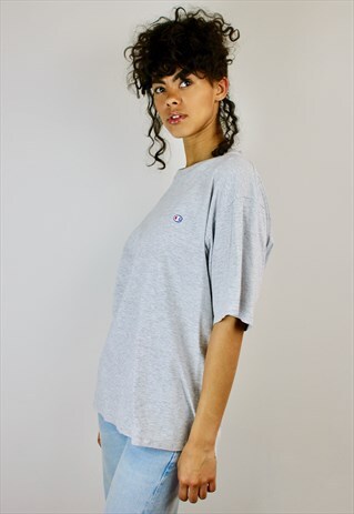 VINTAGE 90S CHAMPION LOGO T-SHIRT GREY