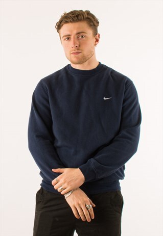 VINTAGE NAVY NIKE CREWNECK SWEATSHIRT MEDIUM