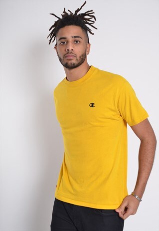 VINTAGE CHAMPION CREW NECK T-SHIRT YELLOW