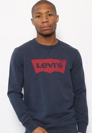 VINTAGE LEVIS BIG SPELL OUT LOGO SWEATSHIRT BLUE