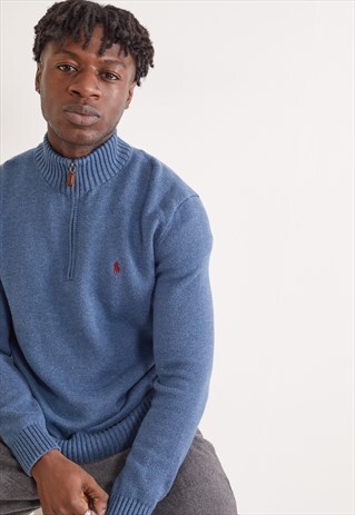 VINTAGE RALPH LAUREN 1/4 ZIP JUMPER BLUE