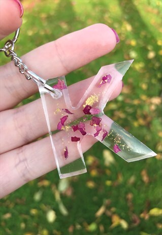 PERSONALISED KEYRING, FLOWER KEYRING, INITIAL KEYRING, GIFTS