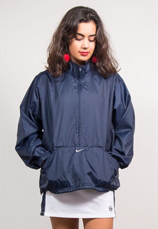 90'S VINTAGE NAVY BLUE NIKE PULLOVER WINDBREAKER JACKET