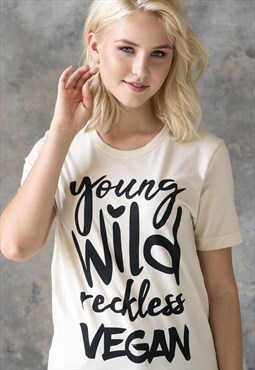 Wild Vegan Graphic Casual Yoga Printed T Shirt Tee Womens