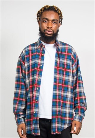 VINTAGE 90'S CLASSIC TARTAN PATTERN FLANNEL SHIRT