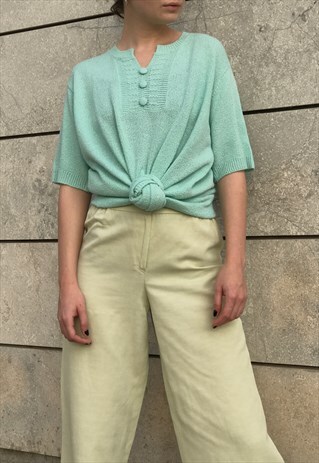 90S CYAN KNITTED TOP