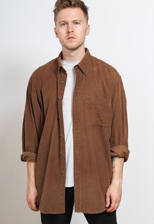 VINTAGE CORDUROY CORD SHIRT BROWN